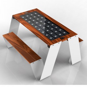 Νέα σχεδίαση υπαίθρια πικνίκ ηλιακά έπιπλα Smart Park Πίνακας Bench Set
