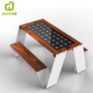 Εξωτερική φόρτιση κινητού τηλεφώνου Έξυπνη ηλιακή πικνίκ τραπέζι από χάλυβα προμηθευτή
